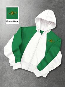 ROMWE MEN Street Life Áo nỉ nam Colorblock có khóa kéo phía trước, dáng rộng, áo dài tay - Nhiều màu - Xem 1