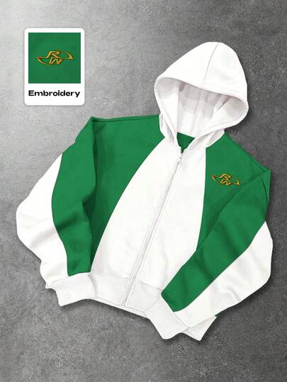 Street Life Men's Colorblock Open Front Sweatshirt, Loose Fit