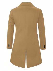 Manfinity AFTRDRK 男士纯色商务通勤西装外套，男士长款大衣，卡其色祖特西装，男士风衣，男士礼服，适合老派绅士、日常休闲、周末旅行、户外活动、探险旅行、轻松的工作环境或半正式场合，可作为男友/丈夫礼物、周年纪念礼物或圣诞节礼物。