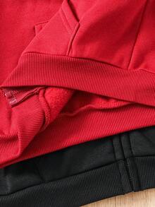 SHEIN 两件套，买一送一，儿童男童休闲运动衫，连帽运动衫套装，儿童长袖运动衫，男女童均可穿，返校服，基本款上衣，黑色上衣，男童返校服，外套 - 黑色 - 查看 5