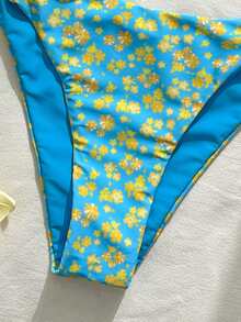 Swim Mod Bộ đồ bơi họa tiết hoa ngọt ngào dành cho nữ mùa xuân/hè, có dây đeo kẻ caro và vải hoa, đồ bơi phong cách tiệc tùng ngọt ngào INS - Nhiều màu - Xem 6