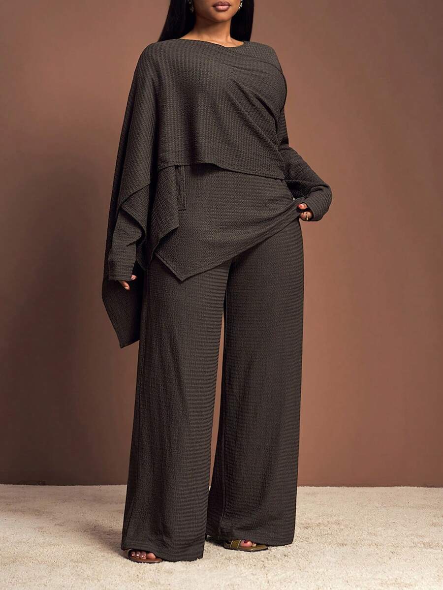 Veslaya Modest Casual Blouse And Pants Set For Women Plus 3 Piecesset