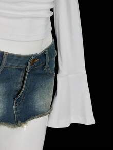 SHEIN ICON 女士性感时尚Y2K豹纹露肩修身T恤 - 白色 - 查看 6