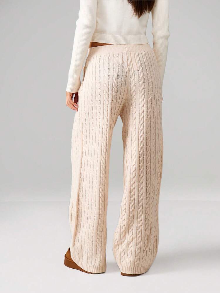 MISSGUIDED Cable Knit Wide Leg Joggers