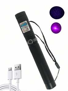 A USB Charging Green/Red/Purple Laser Pen - Ergonomic Grip, Portable Design, Suitable For Demonstration, Outdoor, Office And Classroom Use - Including Wristband Polymer Battery, High-Quality Optical Lens, Simple Pen Shape Design - Multicolorido - Visão 6