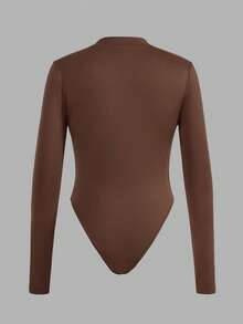 Slaydiva 3pcs/Set Bodysuit Lengan Panjang Kerah Tinggi Minimalis Kasual Ukuran Plus, Cocok untuk Musim Gugur/Musim Dingin - MultiWarna - View 6