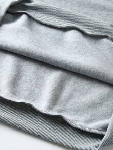 EMERY ROSE 女式休闲宽松圆领长袖运动衫，带有鸭子动物绘画印花，秋季服装 - 灰色 - 查看 4