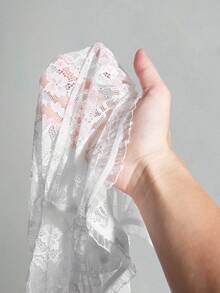 SHEIN ICON 女式哥特式蕾丝喇叭袖长下摆万圣节服装T恤 - 白色 - 查看 8