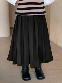 DAZY 年轻女孩纯色百褶长裙