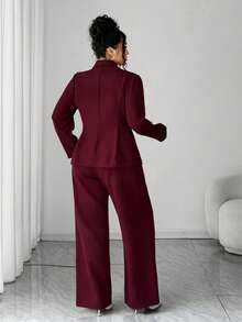 Elenzga Elegancki, francuski, romantyczny komplet garniturowy w stylu vintage, z klapami w stylu slim fit, modny na jesień/zimę