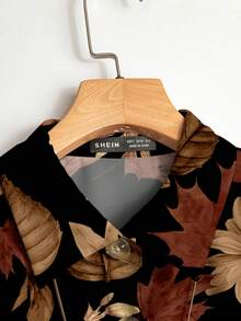 SHEIN Clasi 2pcs Women Leopard Print Dress And Shirt Set Floral Gown Black Floral Dress Autumn Dress - Multicolor - View 3