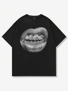 Manfinity ZONE917 1 Áo thun nam dáng rộng hở vai, màu đen - màu đen - Xem 1