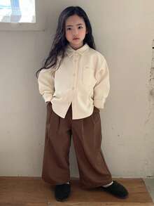 DAZY Young Girls Wide Leg Pants, Fall - Brown - View 3