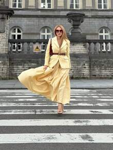 FLORETTA ÉLENA 高腰优雅蓬蓬公主风长裙女式半身裙 - 薑色 - 查看 6