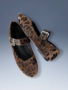 CUCCOO GRLICON Round Toe Mesh Motorcycle Style Mary Jane Flats, Punk Ballet Flat Shoes, Unisex Style, Suitable For Casual, Holiday, Christmas, Thanksgiving, New Year Party Outfits - Multicolor - View 2