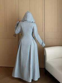 Vibekara Áo nỉ dáng rộng màu tối phong cách cỡ lớn - màu đen - Xem 2