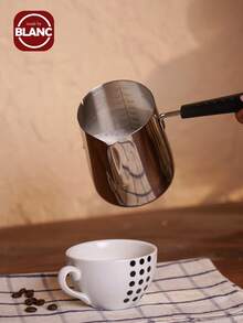 1pc Stainless Steel Latte Art Cup With Scale, Handle, Spout & Long Stick Wax Spoon 350ml/600ml School Supplies Back To School