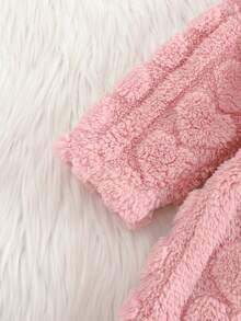 Cozy Pixies Baby Mädchen Fleece dick einfarbiger Kapuzenmantel mit Gürtel, vielseitig und bequem - Pink - Übersicht 4