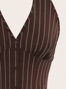 SHEIN Tall Chaleco delgado de mujer de algodón con cuello alto y una sola hilera de botones