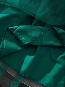 Elladie kids Vestido casual de verano para niñas sin mangas, cuello redondo, con malla 3D con flores - Verde - Ver 9