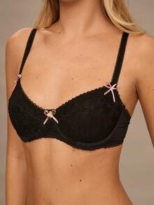 Enchnt 浪漫蕾丝镂空精致修身杯文胸和内裤6件套，可爱 - 彩色 - 查看 8