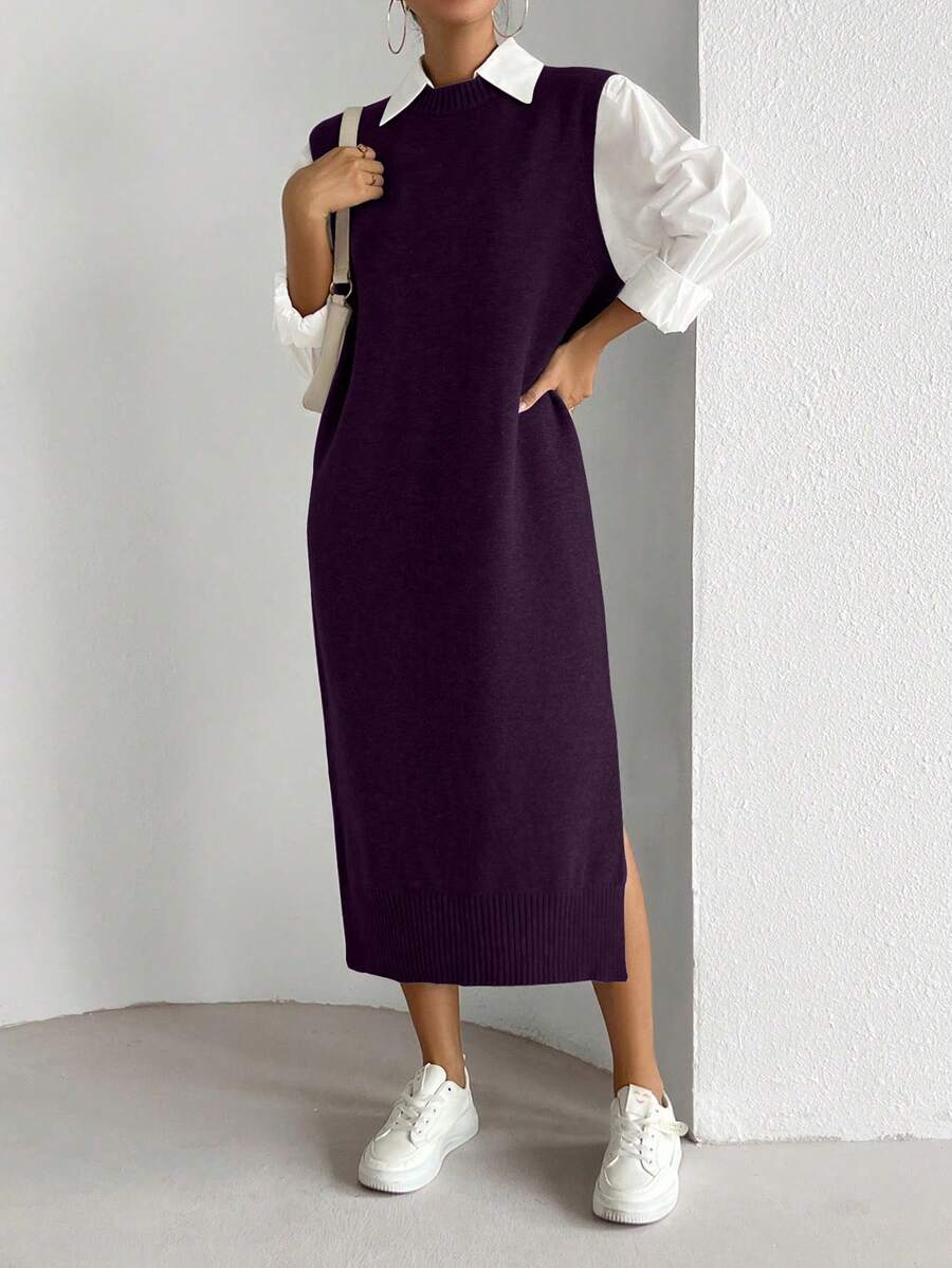 SHEIN Unity 女士百搭通勤长裙 - 紫色 - 查看 1