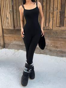 SHEIN Unity Women's Casual Thermal Leggings Pants, Autumn - Black - View 6