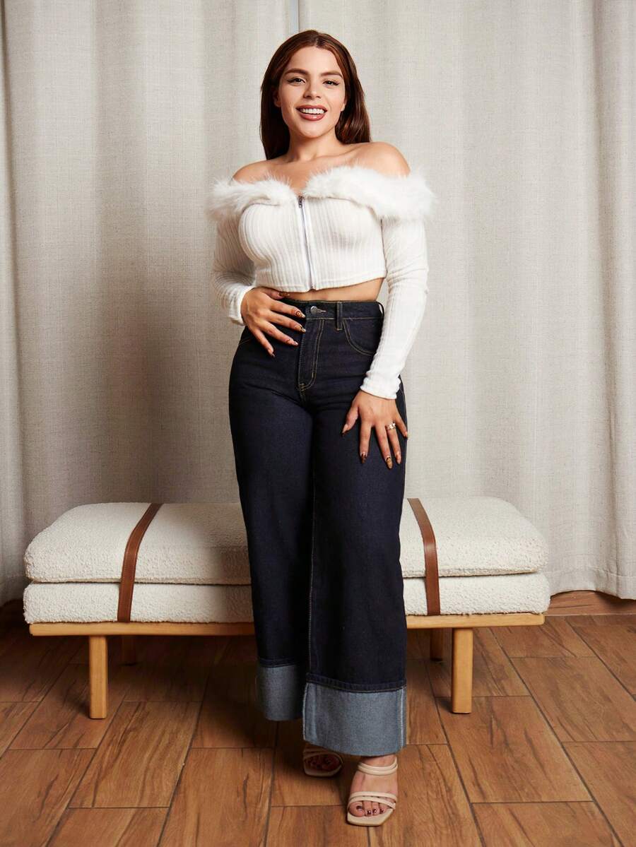 Lupita Cardoza 秋冬露肩毛绒短款粉色夹克 - 白色 - 查看 1