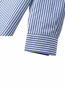 Regalyn Große Größen Lässig Gestreiftes Langarm Hemd + Minimalistische Lässig Lange Hose 2 Stücke Set