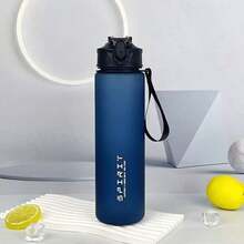 Bình nước, Bình nước thể thao có vạch chia thời gian miệng rộng, Bình nước chống rò rỉ và tạo động lực, Bình Tritan có dây đeo cho phòng tập thể dục ngoài trời (Uống trực tiếp 1 chai) - Nhiều màu - Xem 8