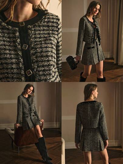 MOTF PREMIUM 羊毛宽松夹克和裙子套装，秋冬