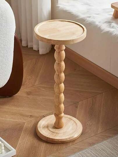 VingeGa 24D X 24W X 60H Cm Modern Round Wooden Side Table, End Table, Coffee Table, Nightstand, Multifunctional Base For Living Room, Sofa, Bedroom, Decoration, Furniture