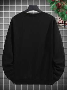 Merry Christmas Fashionable Street Style Christmas Spirit Santa Claus Beer Mug Graphic Letter Print Casual Holiday Crew Neck Pullover Sweatshirt, Suitable For Christmas Party And Going Out