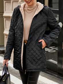 Aveloria Modichic Áo khoác dài tay có mũ trùm đầu, dài tay, màu trơn, có khóa kéo phía trước dành cho nữ, quần áo mùa đông - màu đen - Xem 4