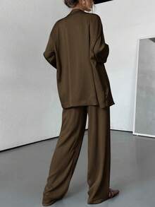 Aveloria Modichic 女士秋季两件套纹理套装休闲纽扣衬衫阔腿裤套装家居服运动服优雅商务休闲女装