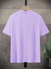 Manfinity LEGND Men's Loose Fit T-Shirt With Cross Pattern Print, Purple Street Wear, Purple Tee, Light Purple Graphic Tee, Oversized T Shirt Men Purple - Purple - View 2