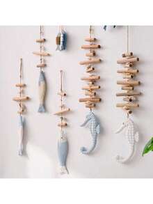 Madebyblanc 2 Mảnh Gỗ Cổ Điển Bờ Biển Cá Gỗ Chạm Khắc Thủ Công Thích Hợp Cho Trang Trí Tường Hàng Hải Và Đạo Cụ Chụp Ảnh Để Tặng Cho Bạn Bè Và Gia Đình - màu nâu - Xem 9