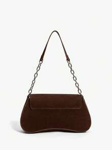 SHECARRY 女士单肩包，流浪包，时尚，个性化，简约，百搭，街头风，甜美酷女孩，辣妹，Y2K，复古，粉色，复古风，金属链，情人节 - 巧克力棕 - 查看 4