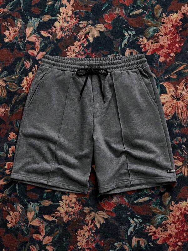 SWAVVY Men's Casual Solid Color Drawstring Waist Pocket Loose Shorts