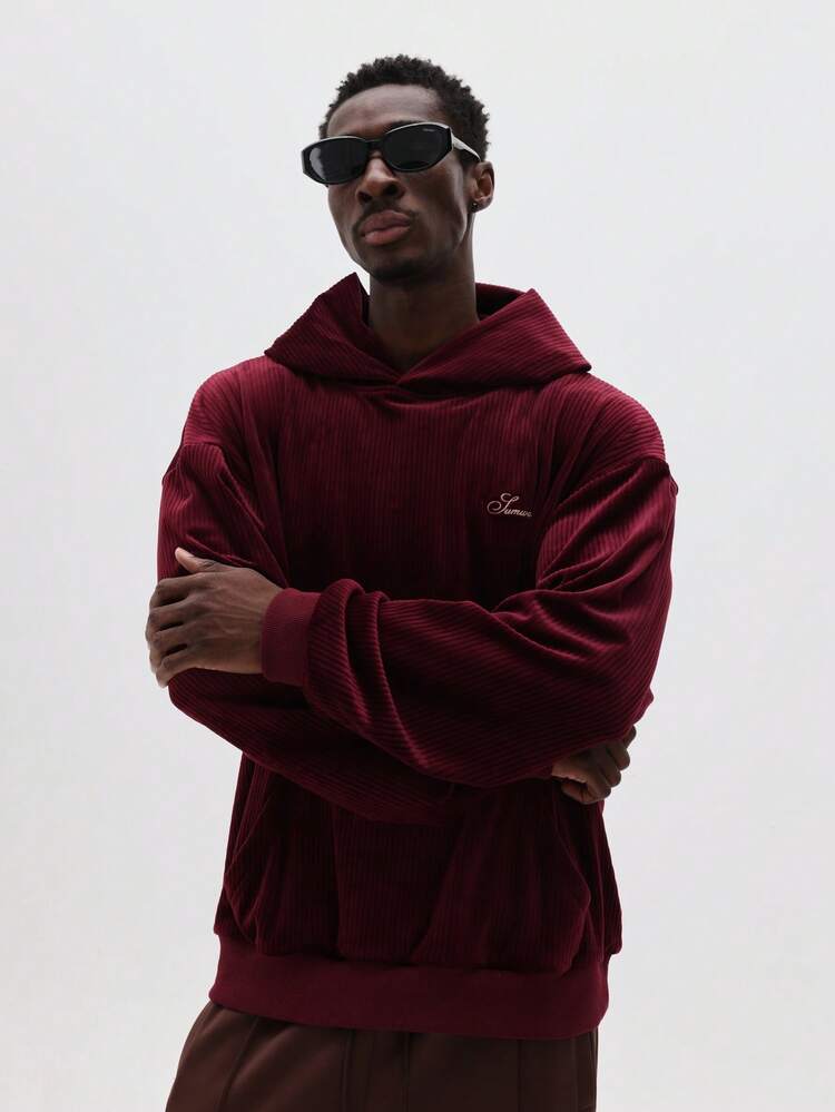Overhead Hoodie With Ribbed Knit Texture