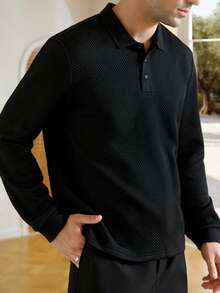 Calvornis Áo thun polo dài tay màu trơn cho nam, Áo thun polo họa tiết cho nam, Áo thun polo công sở cho nam, Áo thun polo cài cúc cho nam, Thích hợp để đi làm, Là món quà tuyệt vời cho bạn trai hoặc chồng Áo thun nam Áo thun polo dài tay cho nam Áo sơ mi cổ đen cho nam Áo sơ mi nam có cổ Áo sơ mi đen cho nam - màu đen - Xem 4