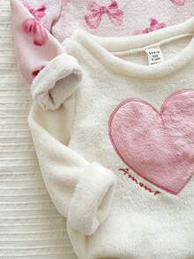 LMoss Kids Conjunto de 4 piezas de ropa de estar en casa para bebé niña con top casual de cuello redondo de punto y pantalones largos - Multicolor - Ver 3