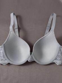 3pcs Women Solid Color Contrast Lace Fashion Lingerie Bra Set - Multicolor - View 8