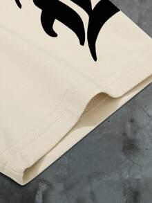 Manfinity EMRG Men's Letter Print Round Neck Casual Loose T-Shirt - Khaki - View 3