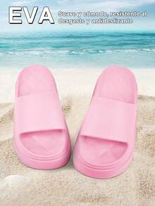 Zapatillas de casa mujer zapatillas de casa, Sandalias de plataforma,zapatillas de estar por casa mujer,fáciles de poner y quitar, material EVA, suave y cómodo, transpirable y resistente al desgaste, adecuadas para caminar a diario, ir de compras, vacaciones en la playa, piscina, uso en baños interiores. - Rosa - Ver 8
