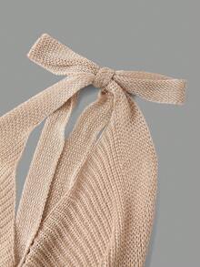 Opulessa Blusa de punto con escote pronunciado y espalda descubierta, unicolor, para salir. Elegante y sexy para fiesta, cita, Navidad, invitada de boda elegante, estilo bohemio para Año Nuevo, fiesta elegante, noche de lujo - Camel - Ver 9
