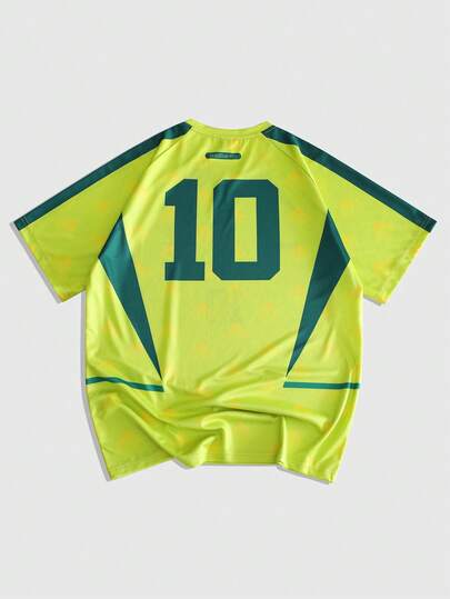 Prep T-shirt à manches courtes décontracté pour hommes avec imprimé en couleurs contrastées