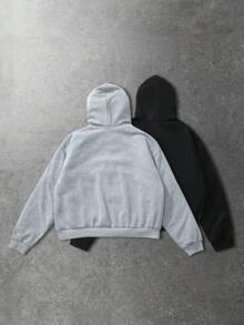 ROMWE MEN 2pcs Men's Casual Zip-Up Hoodie Sweatshirt, Autumn/Winter - Multicolor - View 2