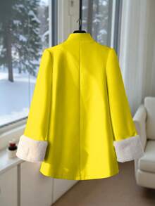 GlowEve 女士时尚优雅蝴蝶结袖口毛衣，秋季 - 黃色 - 查看 2