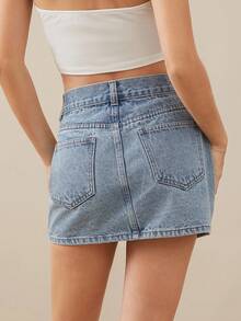 WESTFADE Premium Denim Basic Micro 91% Cotton Mini Skirt